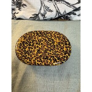 TST Brown Black Leopard Print Ceramic Soap Dish